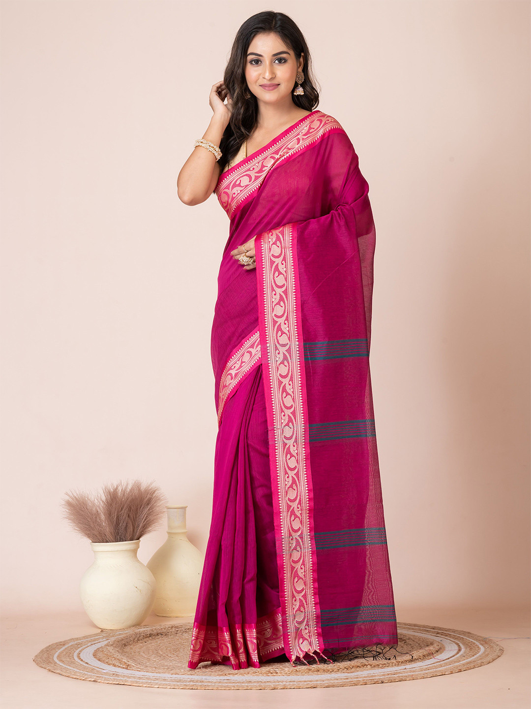 

Laa Calcutta Zari Saree, Pink