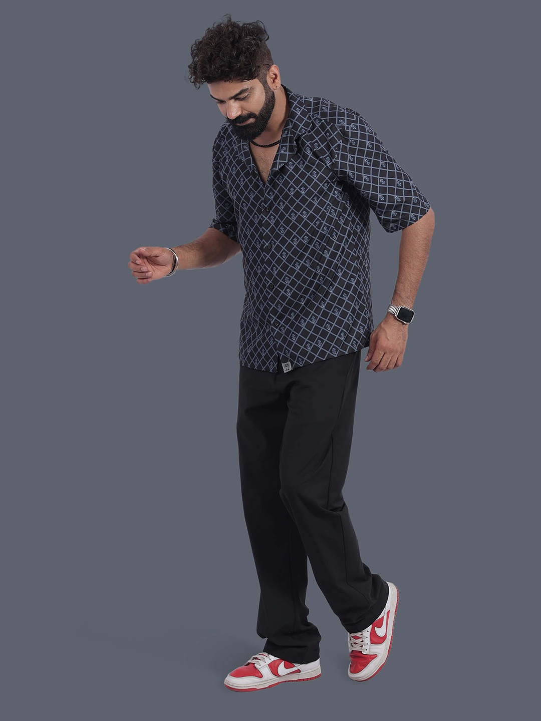 

STITCH MONKEY Men Comfort Cuban Collar Conversational Printed Oversized Casual Shirt, Multi