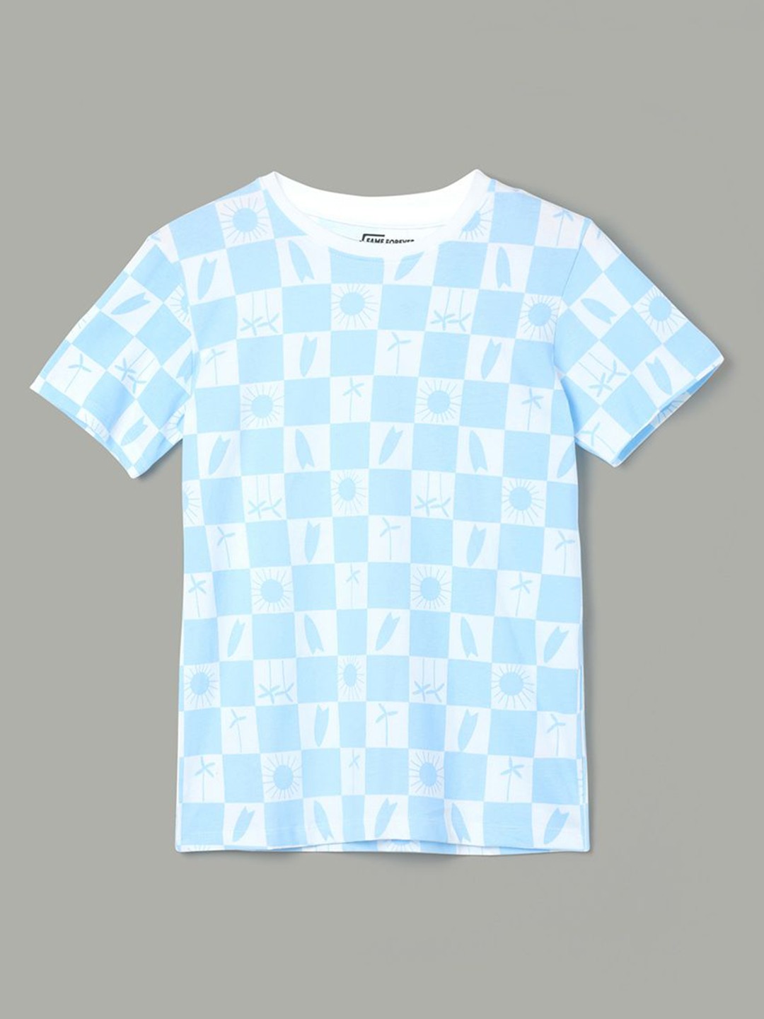 

Fame Forever by Lifestyle Boys Geometric Printed Round Neck Cotton T-Shirt, Blue