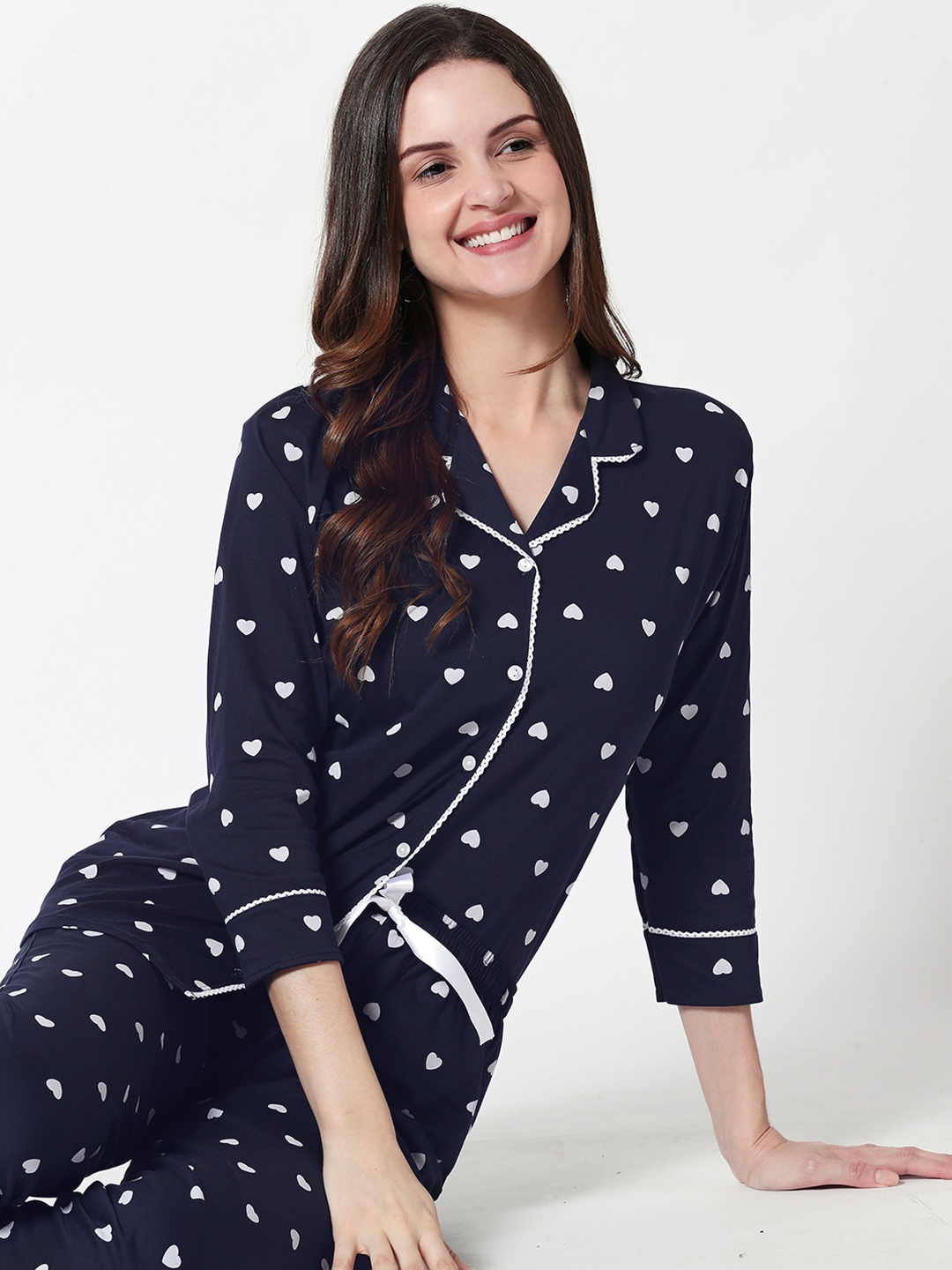 

Zeyo Women Navy Blue Self Design