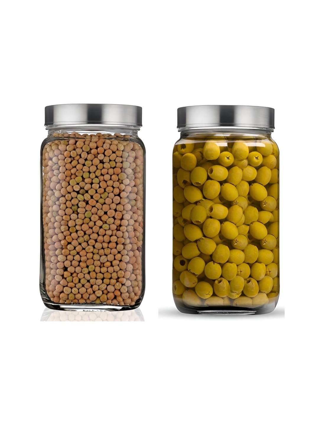 

CROCO JAR Transparent and Steel 2 Pieces Piramal Storage Glass Food Containers 1.8L each