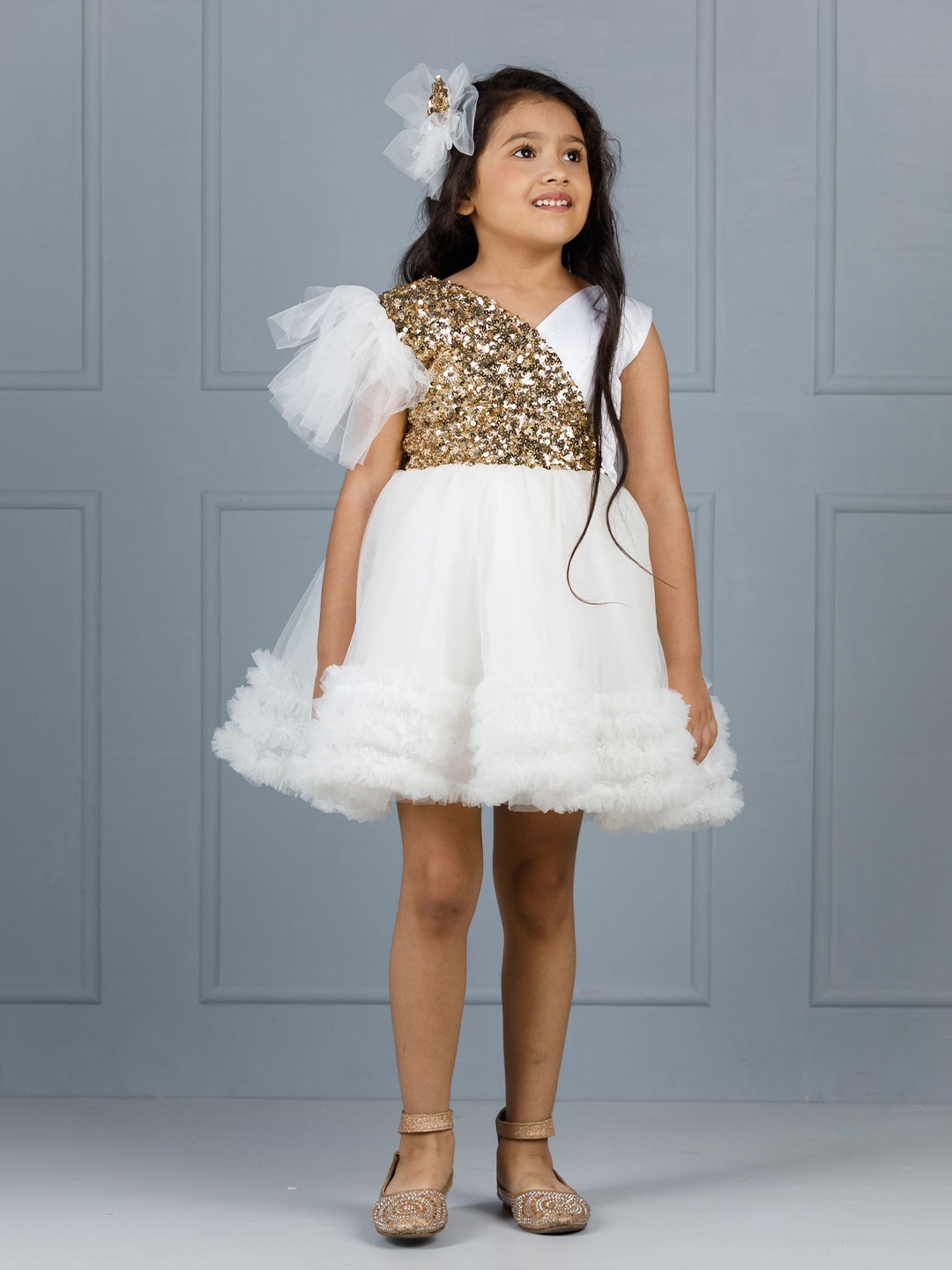 

The Lush Affair Girl Net A-Line Dress, White