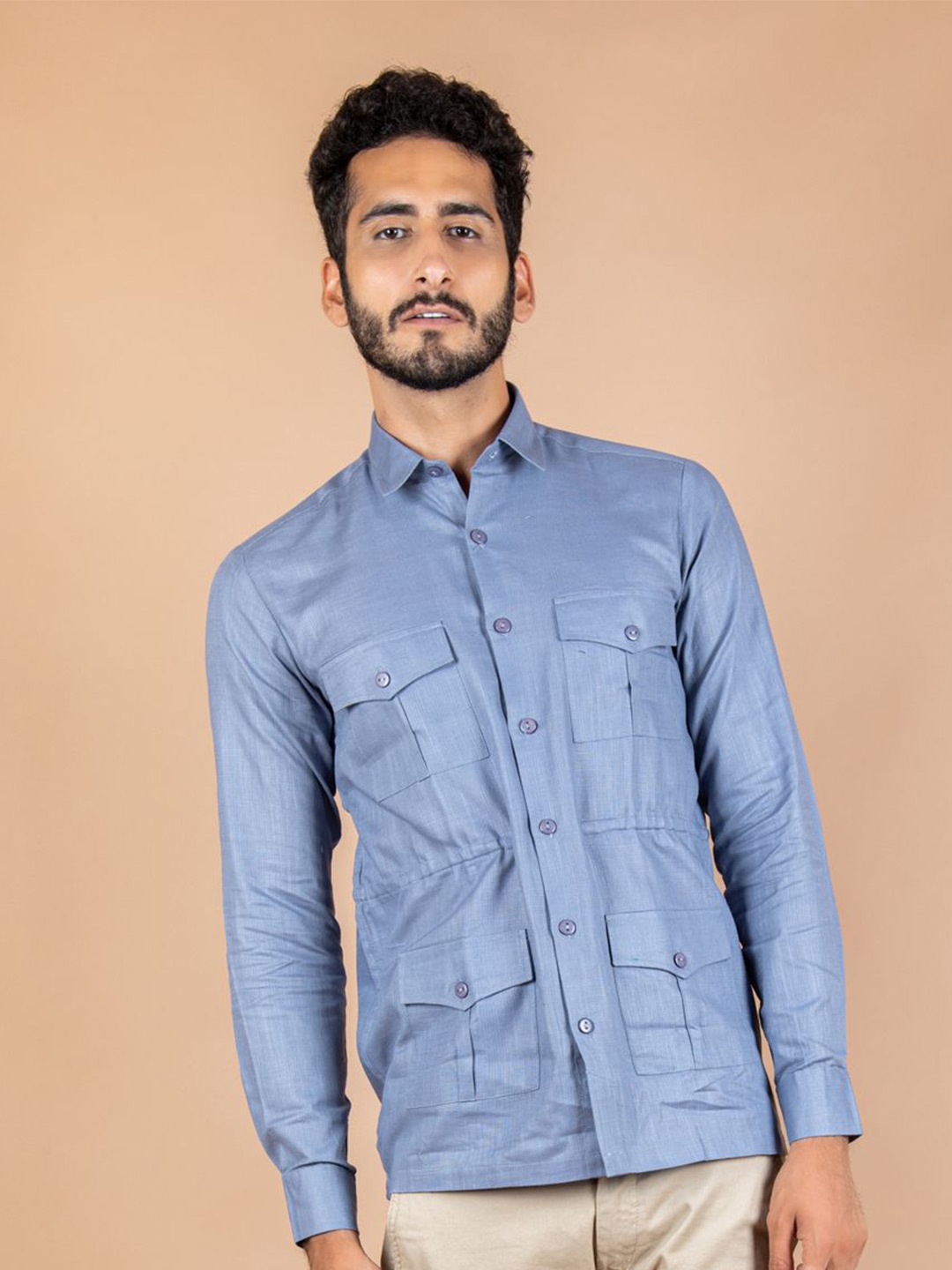 

Tistabene Men Standard Spread Collar Solid Linen Casual Shirt, Grey