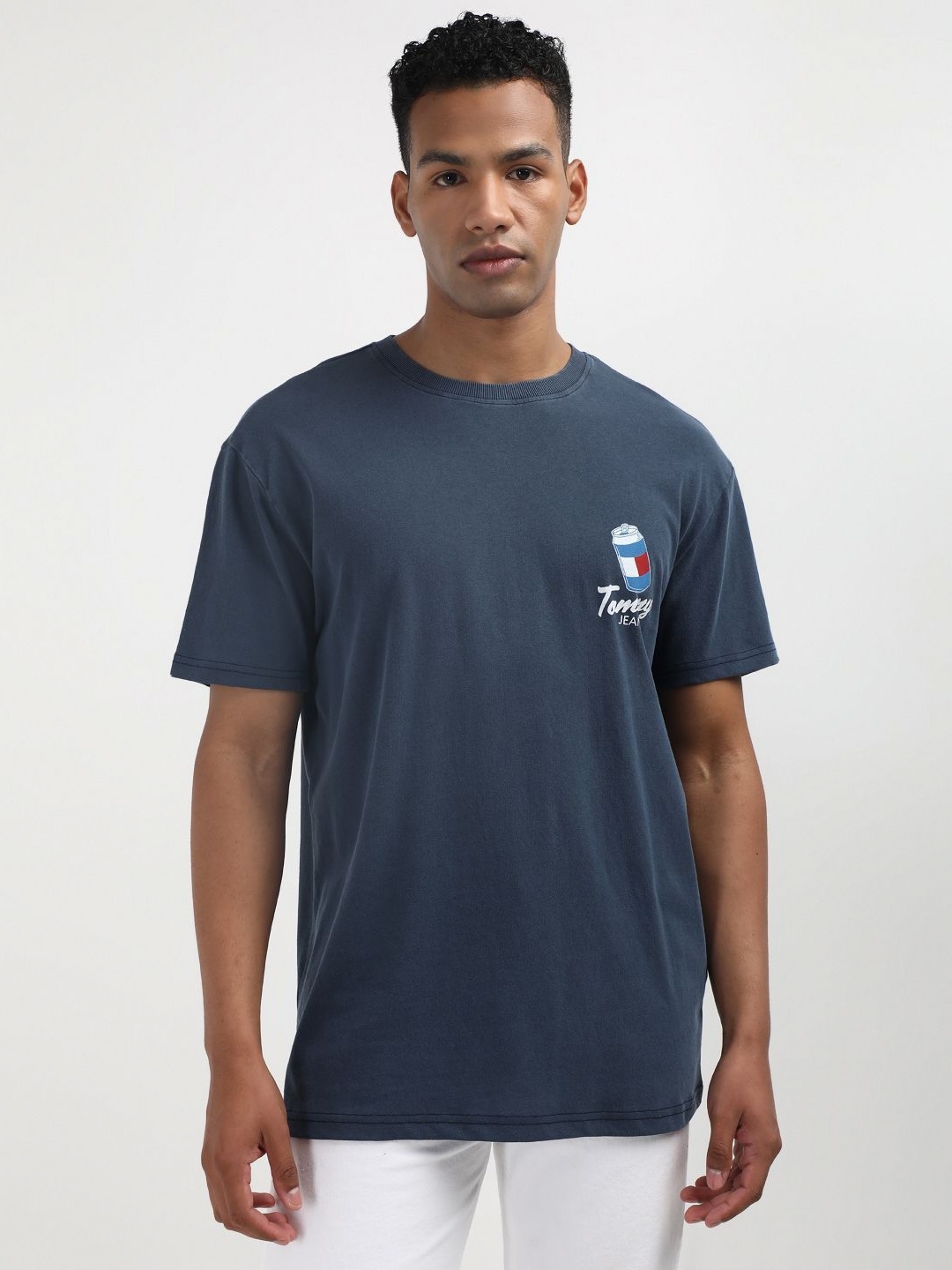 

Tommy Hilfiger Men Typography Printed Round Neck Organic Cotton T-shirt, Navy blue