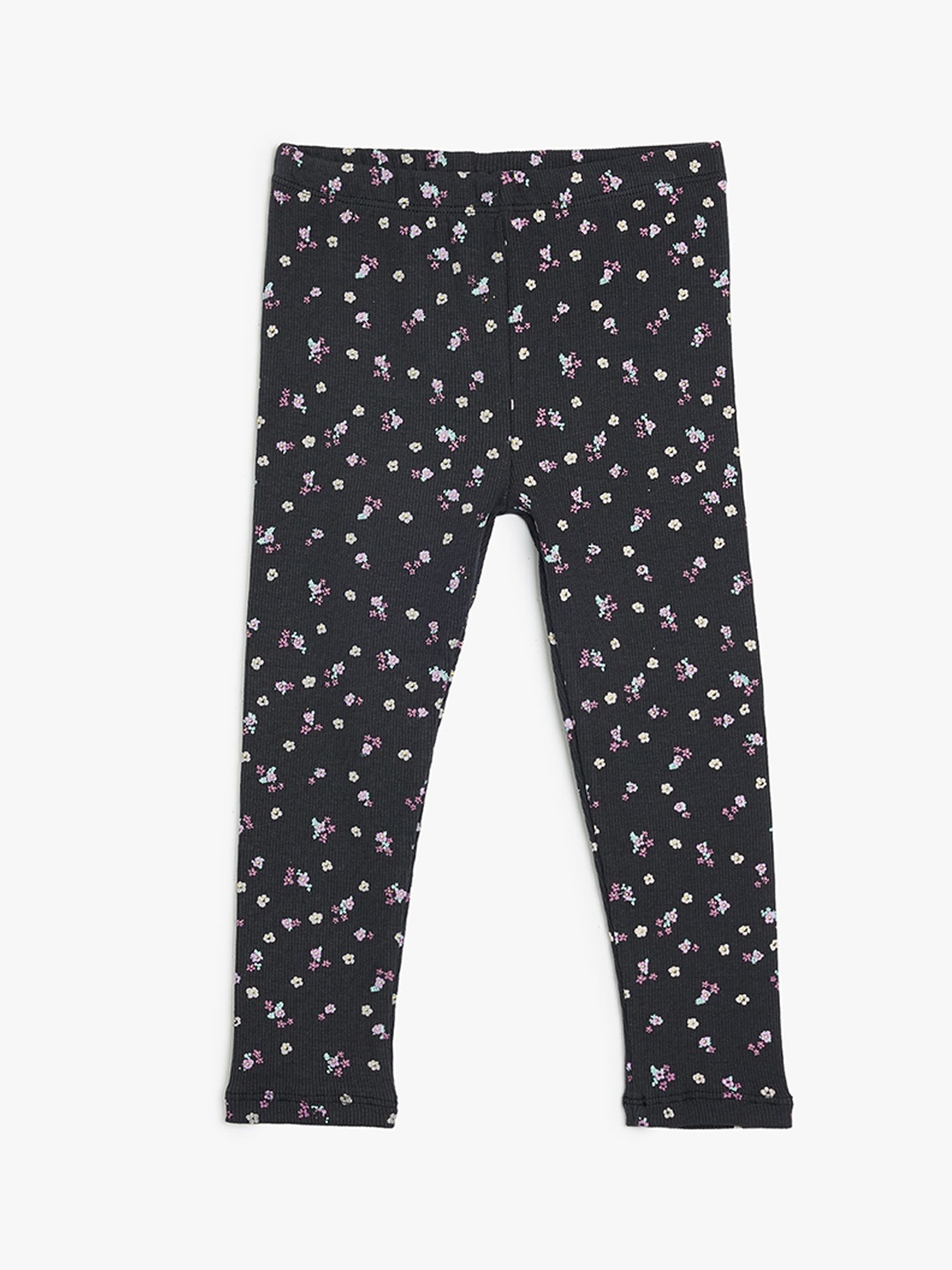 

Koton Girls Floral Printed Ankle Length Leggings, Charcoal