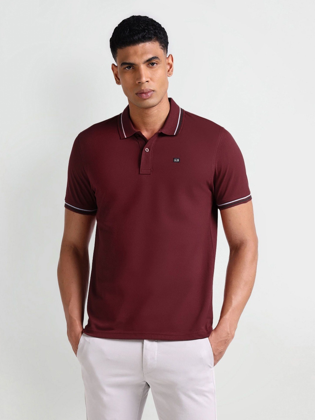 

Arrow Sport Men Solid Polo Collar Cotton T-Shirt, Red