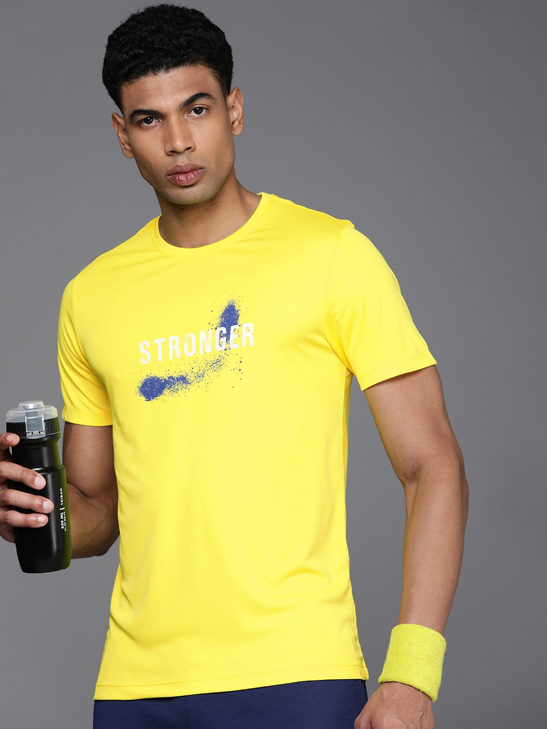 

HRX by Hrithik Roshan Printed Rapid Dry Antimicrobial Finish Training T-shirt, Yellow