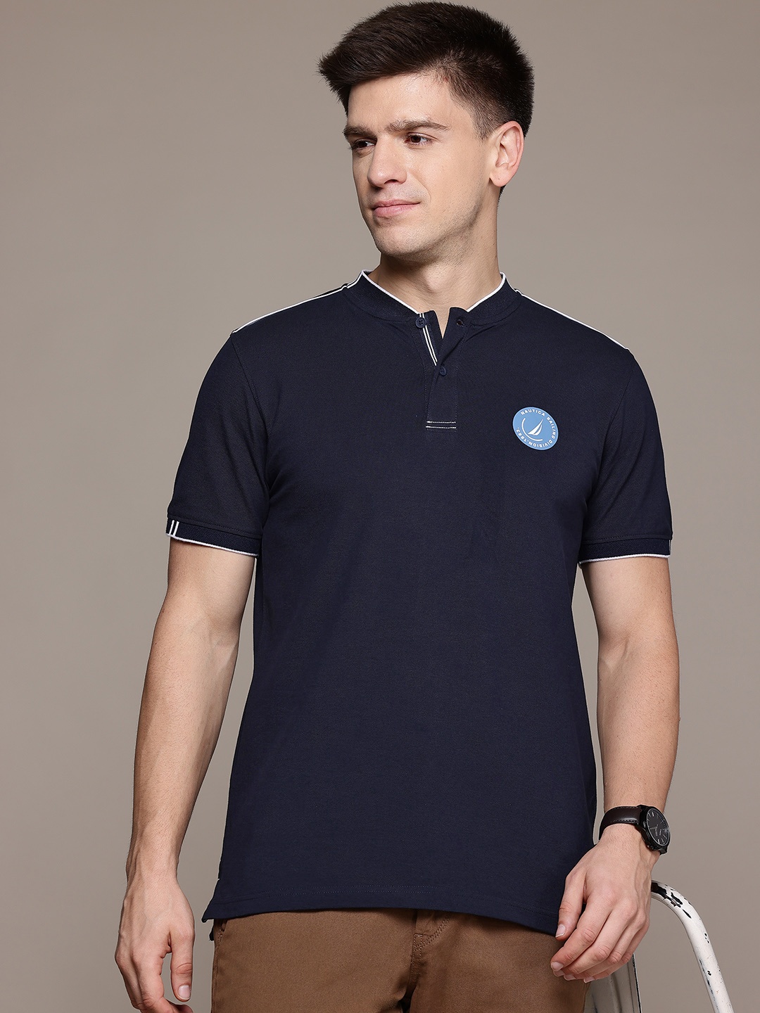 

Nautica Henley Neck T-shirt, Navy blue