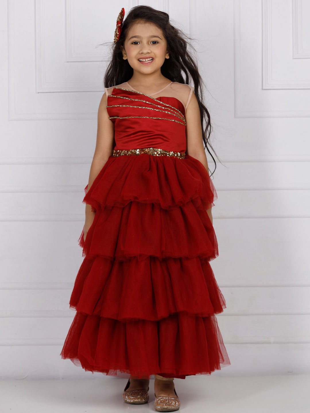 

The Lush Affair Girls Sequined Maxi Dress, Maroon