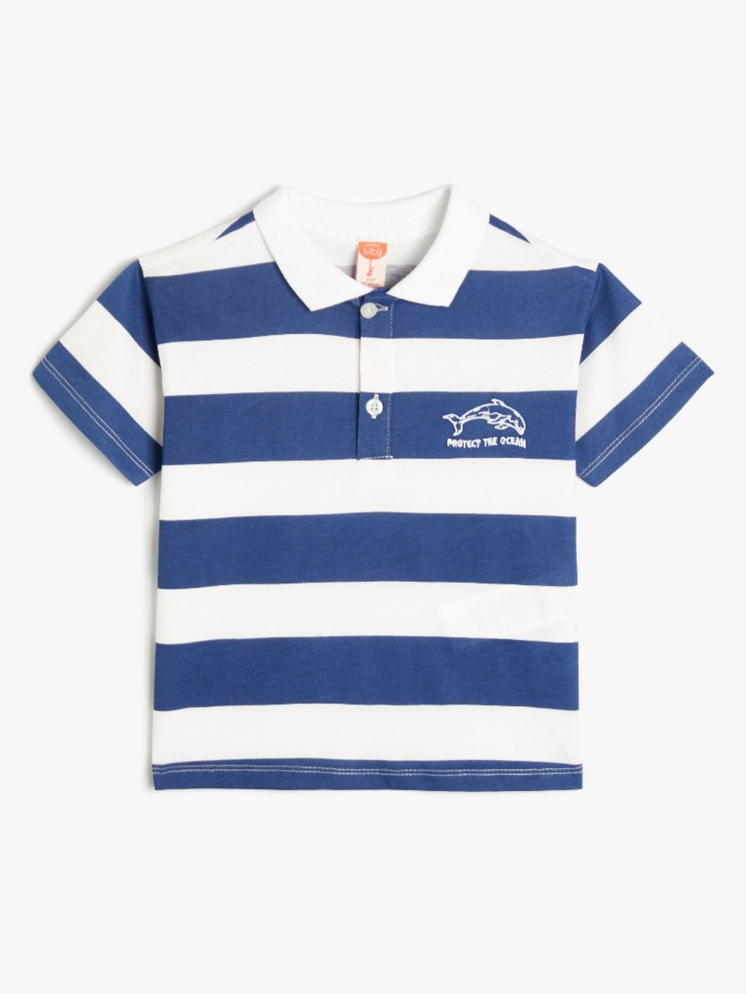 

Koton Boys Striped Polo Collar Cotton T-Shirt, White