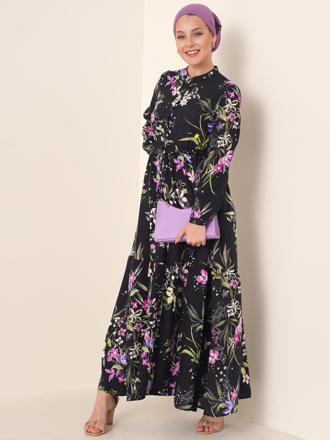 

BIGDART Floral Printed Maxi Dress, Black