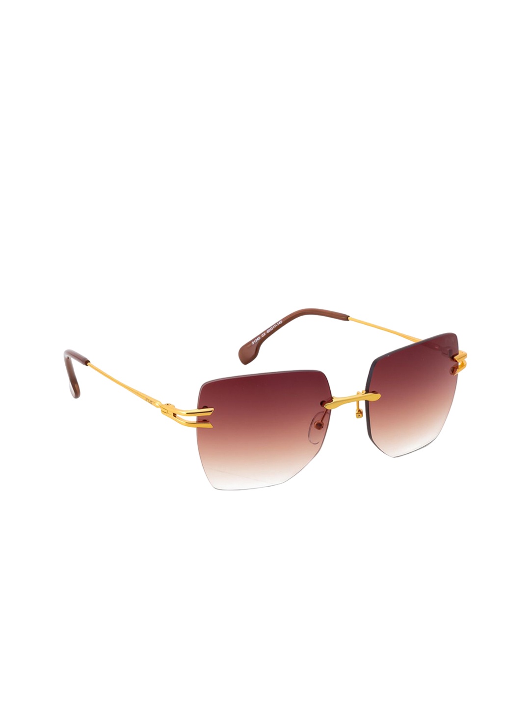 

IRUS by IDEE Women UV Protected Rimless Sunglasses IRS1345C2SG-Gold, Brown