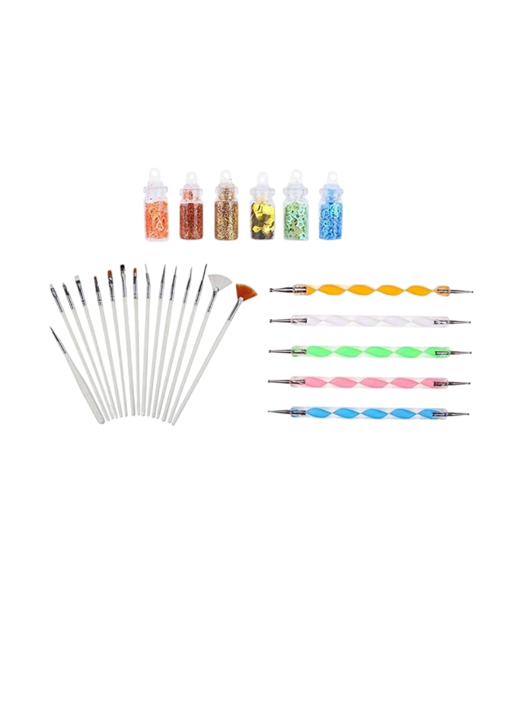

zemglam Set Of 26 Brush Glitter Bottle & Dotting Pen Nail Art Kit, Multi
