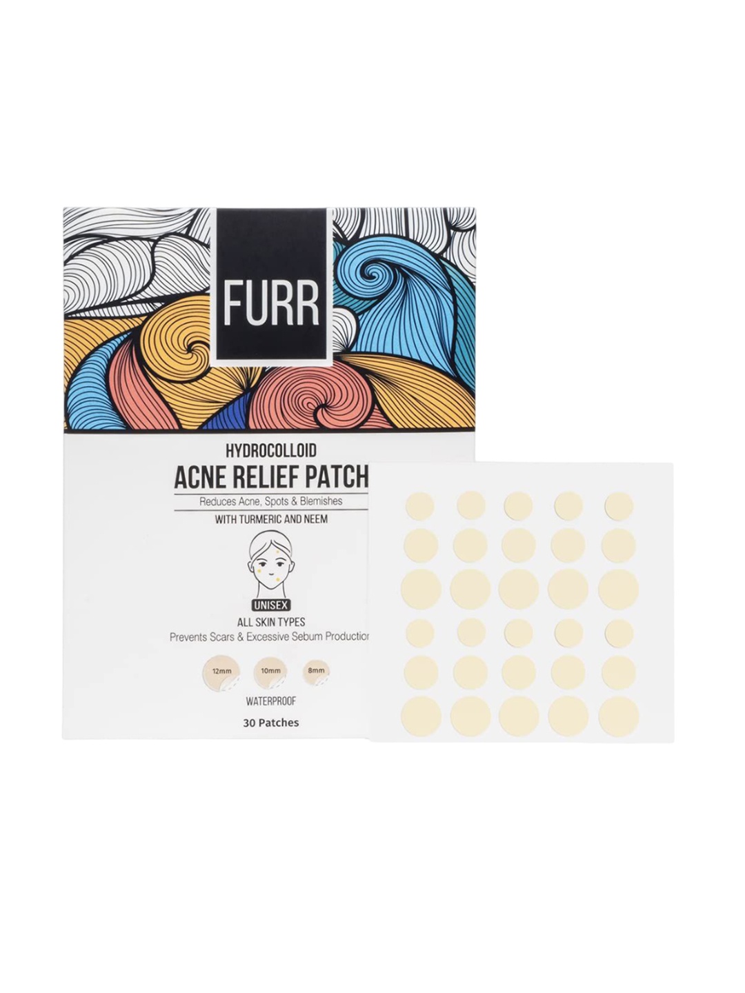 

FURR Hydrocolloid Haldi & Neem Acne Relief Patches - 30 Patches, White