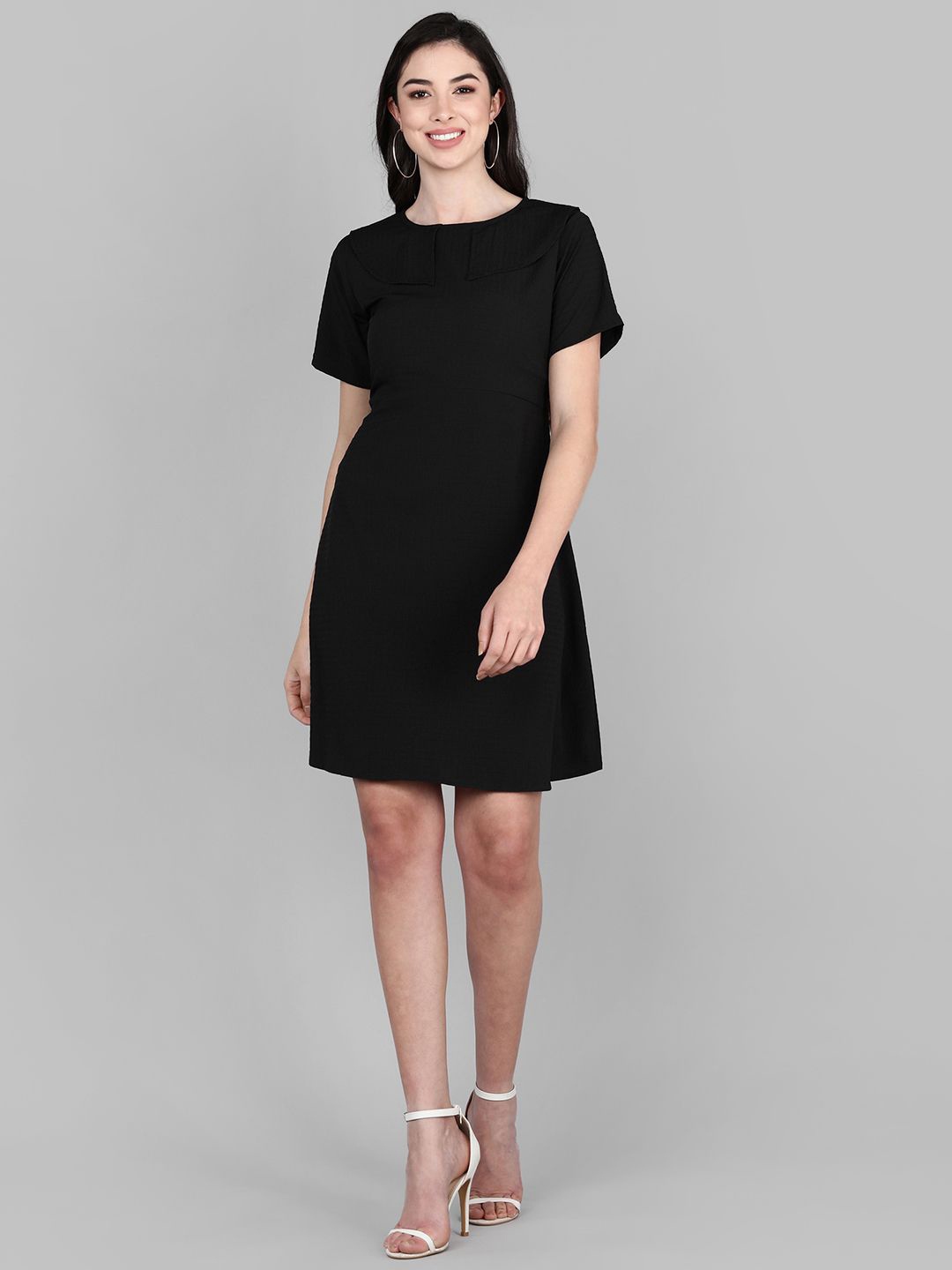 

Murcia Crepe A-Line Above Knee Dress, Black