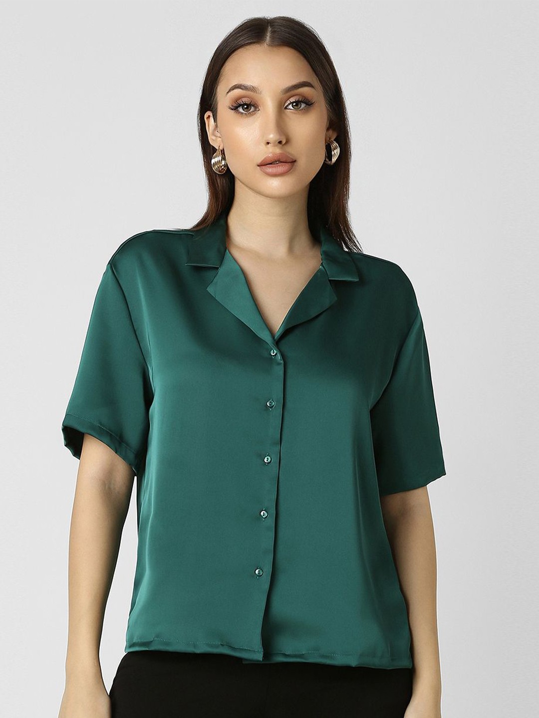 

Van Heusen Woman Women Cuban Collar Solid Formal Shirt, Green