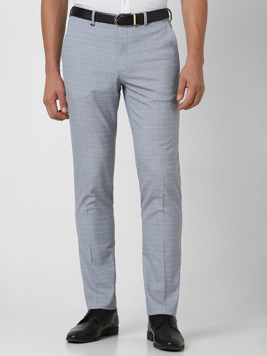 

Van Heusen Men Checked Slim Fit Trousers, Grey