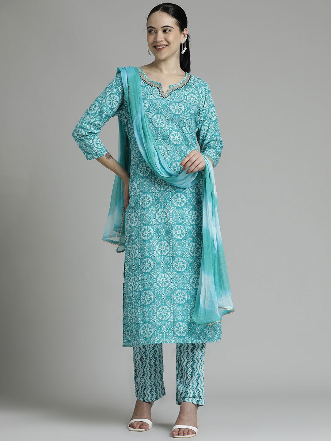 

Jaipur Kurti Pure Cotton Printed Suit Set, Blue