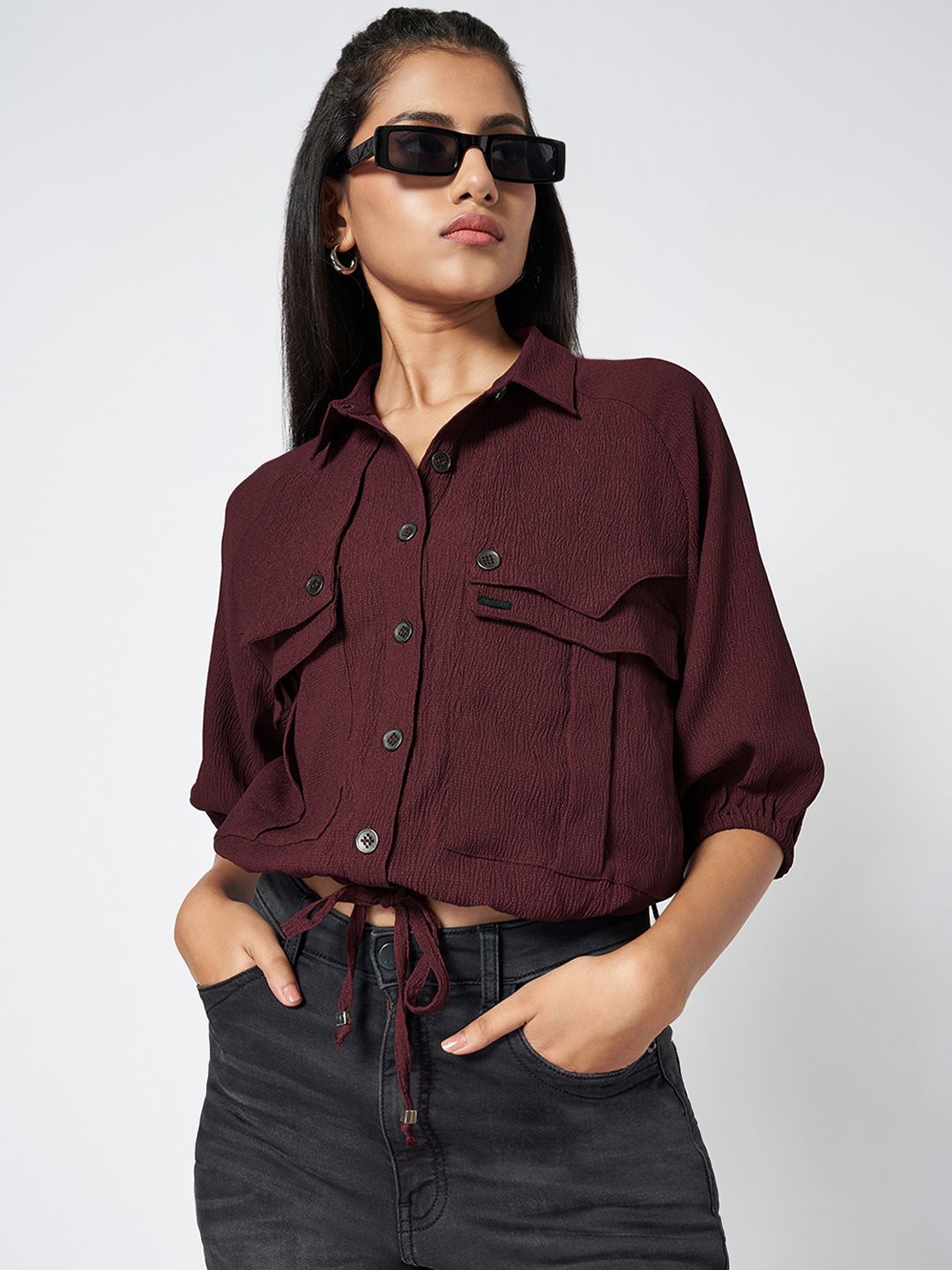 

SF JEANS by Pantaloons Shirt Style Top, Brown