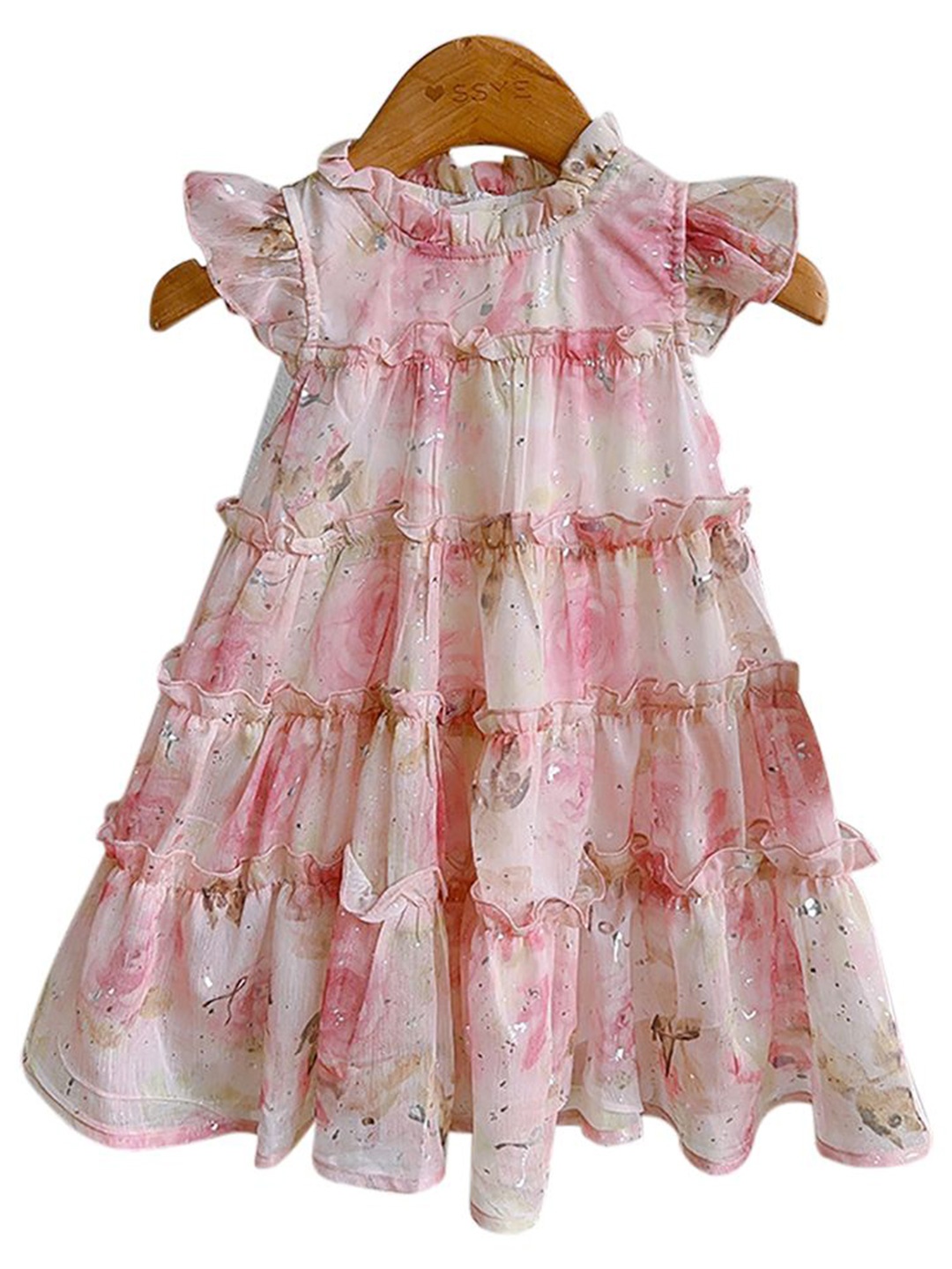 

StyleCast x Revolte Girls Ethnic Motifs Printed A-Line Midi Ruffles Dress, Pink