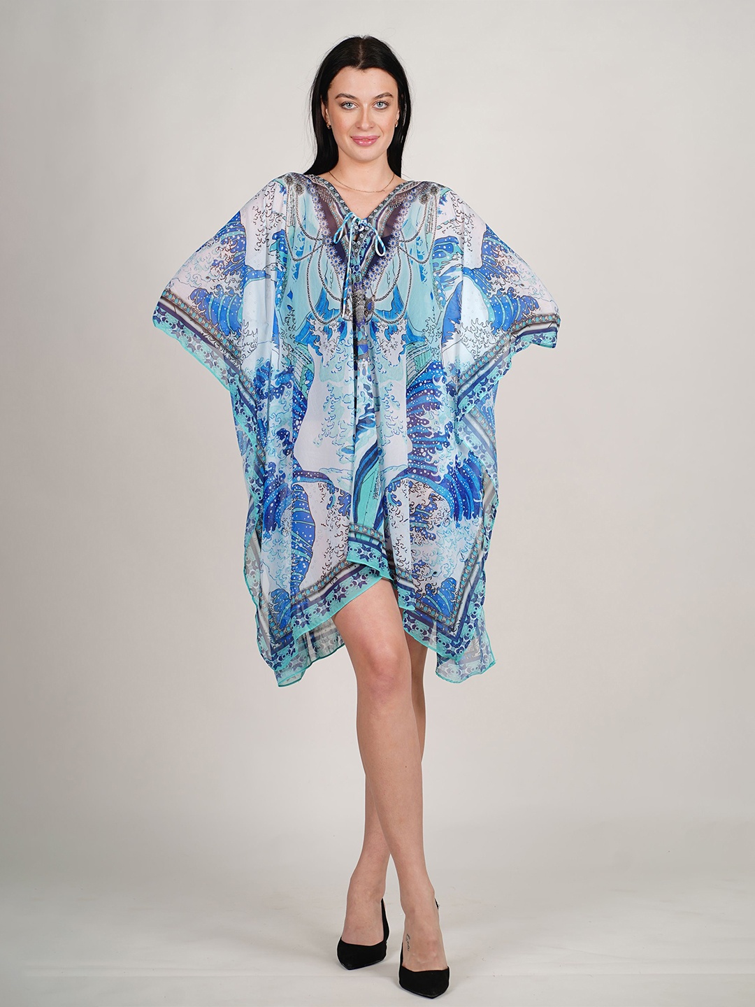 

ravi rajoria Printed Kimono Sleeve Crepe Kaftan Maxi Dress, Multi