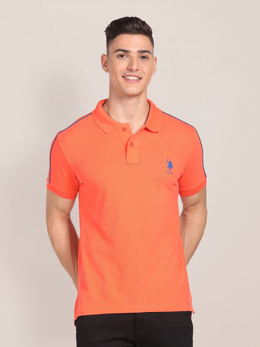 

U.S. Polo Assn. Polo Collar Pure Cotton Slim Fit T-shirt, Orange