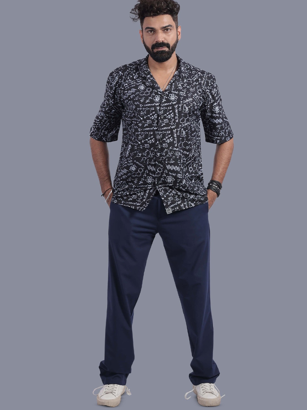 

STITCH MONKEY Men Comfort Cuban Collar Conversational Printed Casual Shirt, Multi
