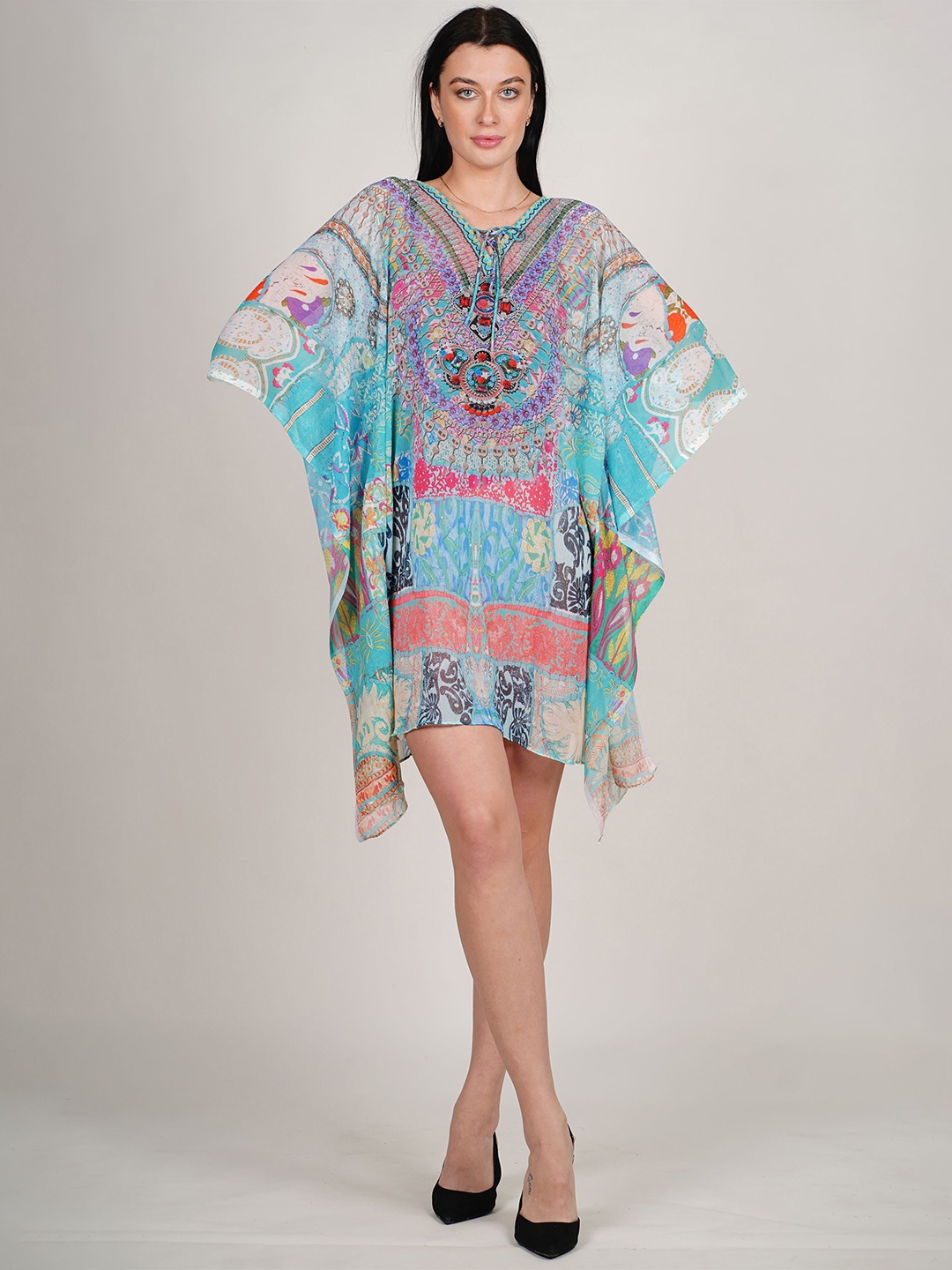 

Ravi rajoria Digital Print Kimono Sleeve Crepe Kaftan Maxi Dress, Multi