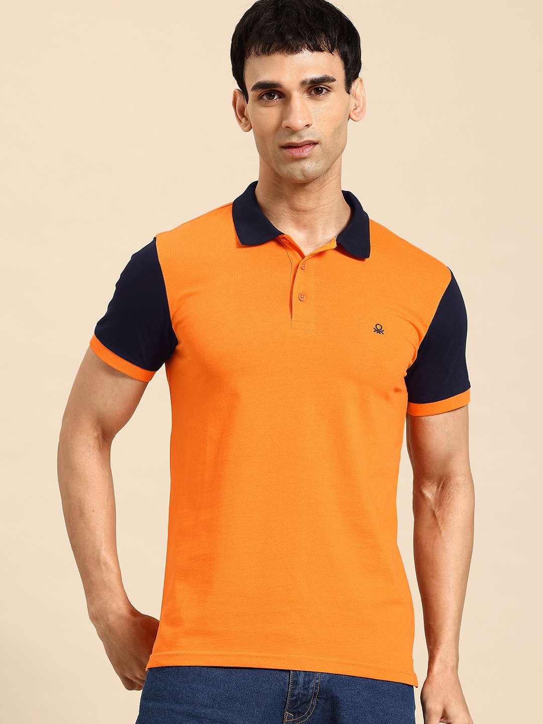 

United Colors of Benetton Men Polo Collar T-shirt, Orange