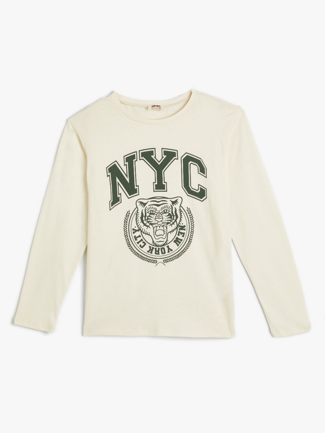 

Koton Boys Typography Printed Round Neck Cotton T-Shirt, Beige