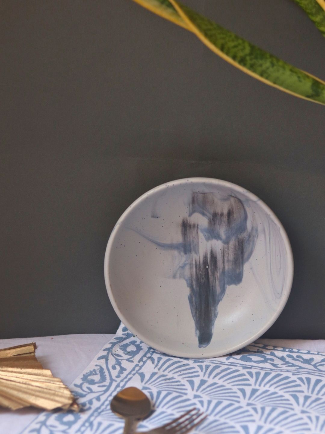 

WEAVING HOMES Blue & Grey Printed Ceramic Serving Bowls