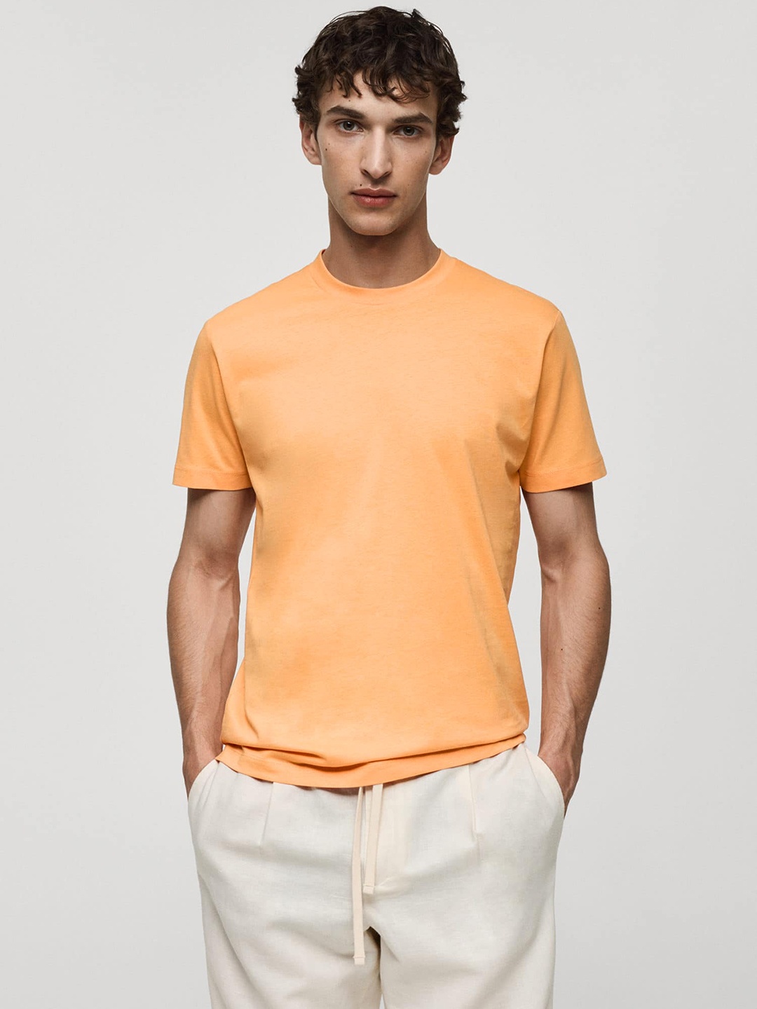 

MANGO MAN Pure Cotton T-shirt, Orange