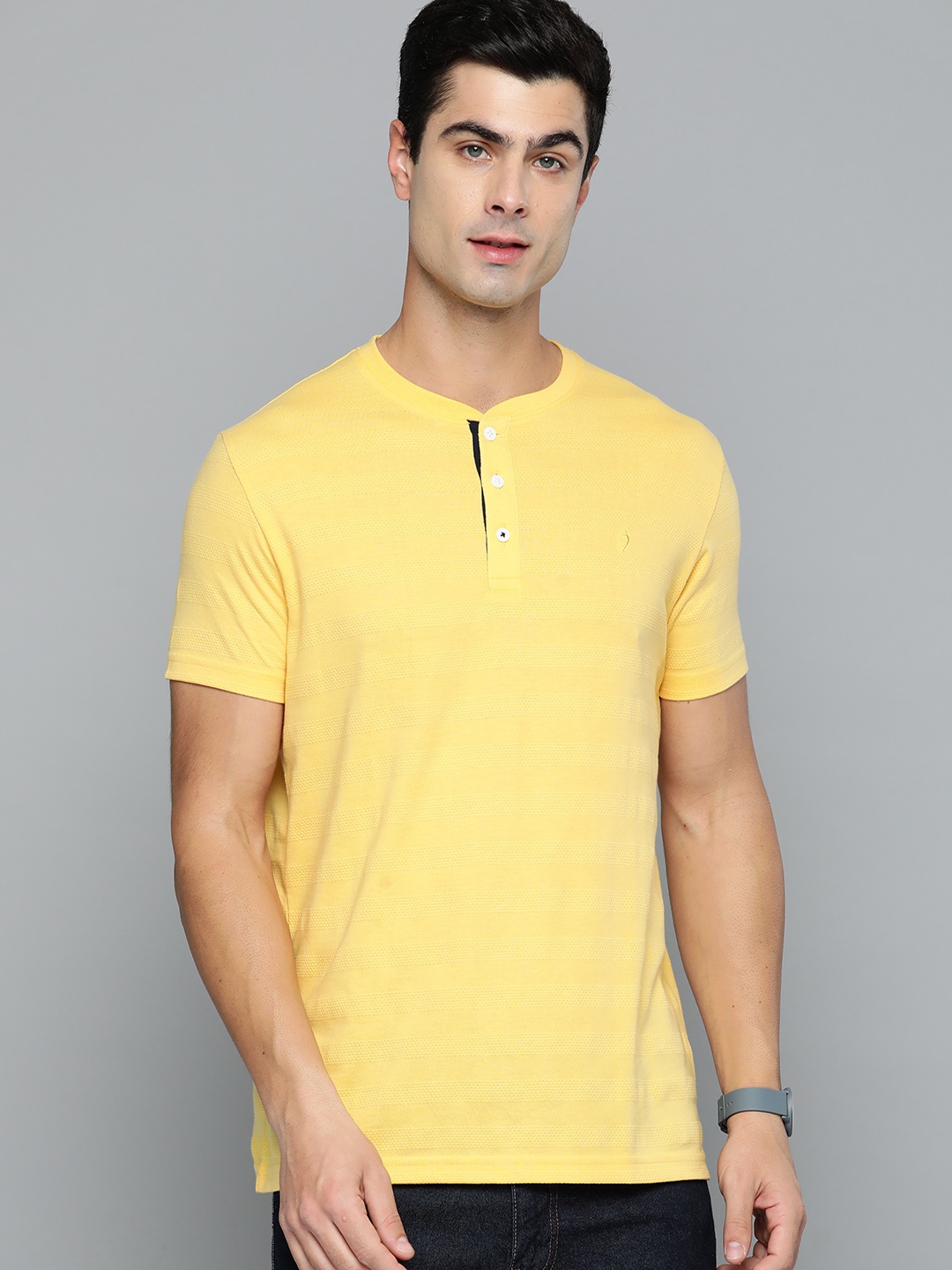 

Indian Terrain Henley Neck T-shirt, Yellow