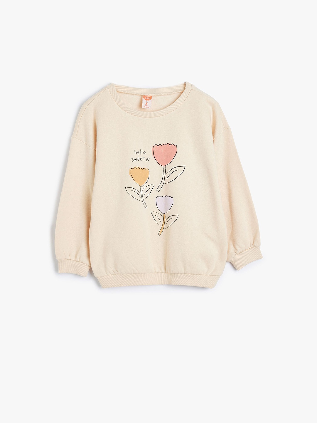 

Koton Girls Graphic Printed Pure Cotton Sweatshirt, Beige