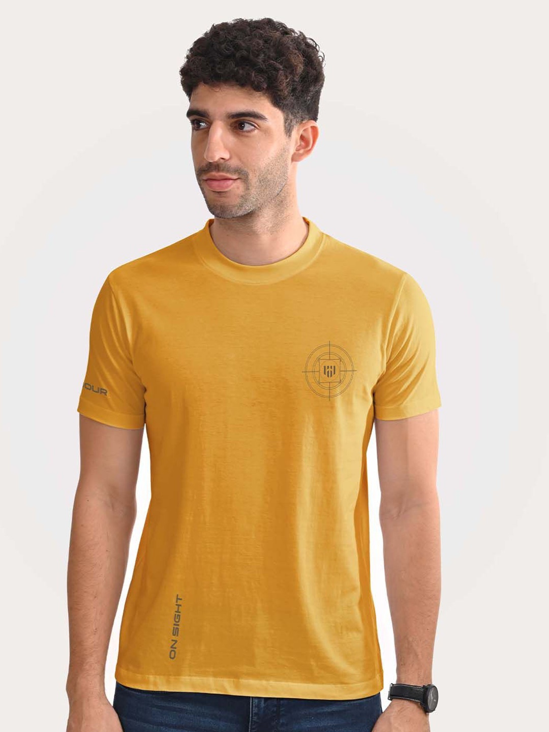 

Aero Armour Unisex Solid Round Neck Cotton T-Shirt, Yellow