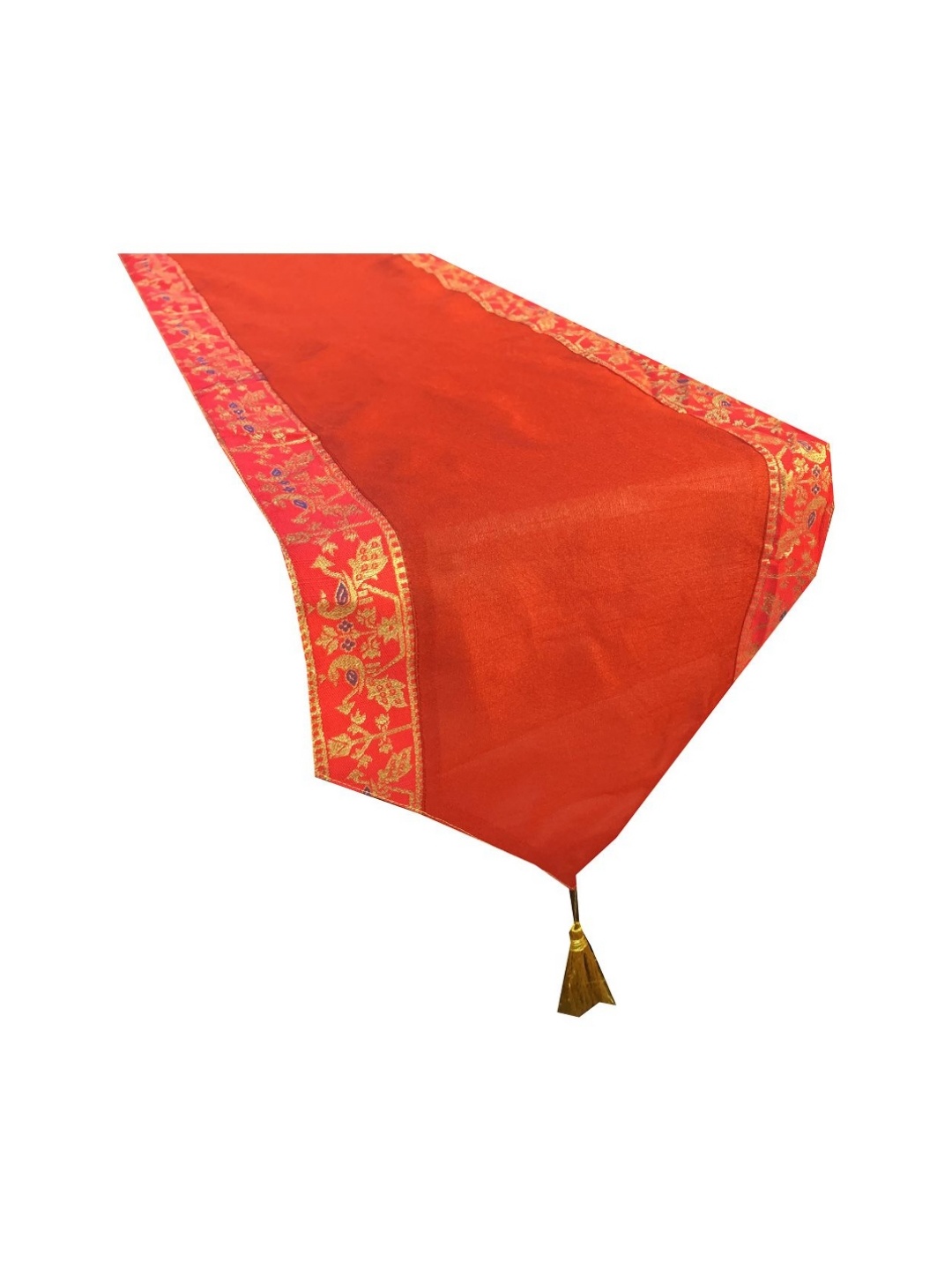 

Pink Parrot Orange-coloured & Gold Toned Ethnic Motifs Table Runner