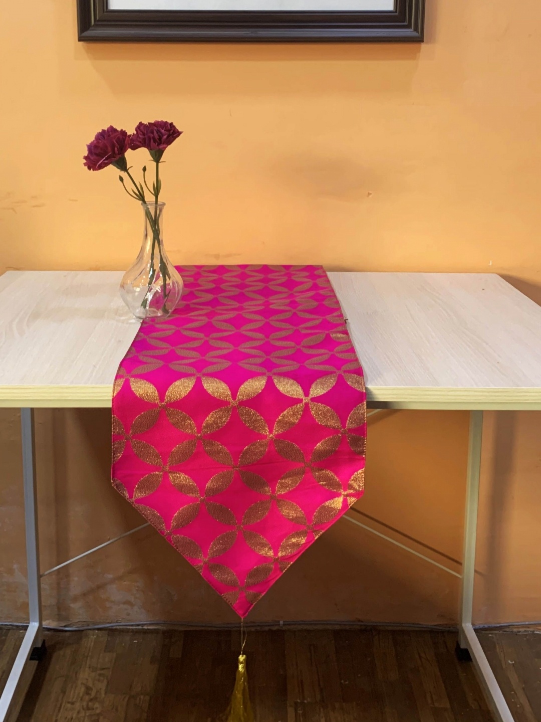 

Pink Parrot Pink & Gold toned Ethnic Motifs Pattern Table Runner