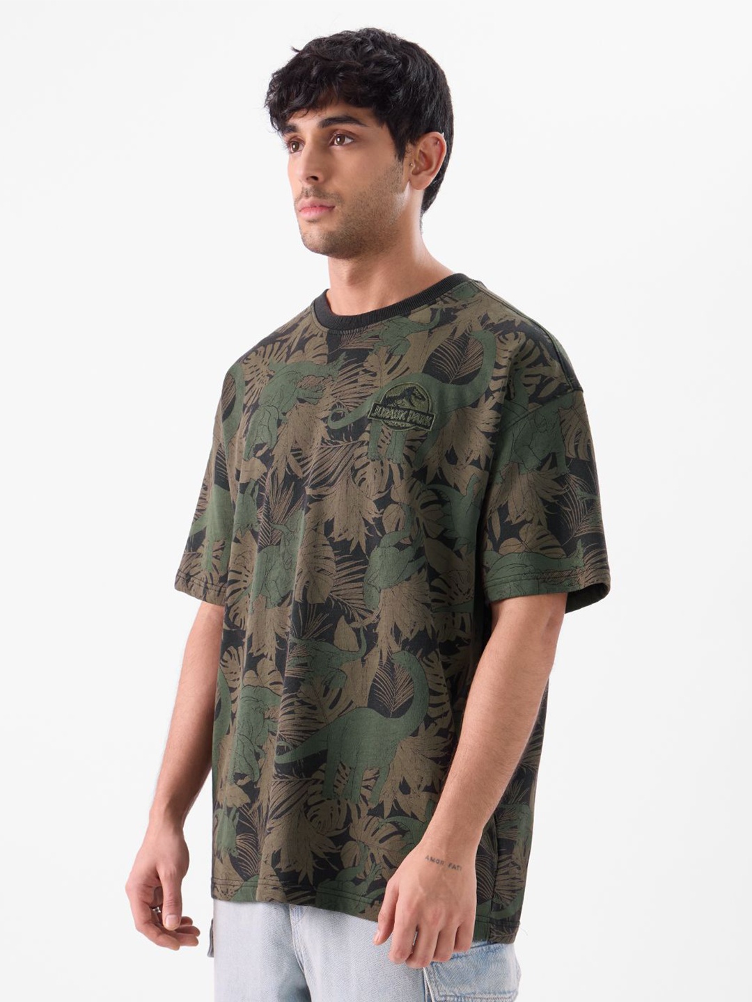 

The Souled Store Men Graphic Printed Round Neck Cotton Oversized T-Shirt, Black