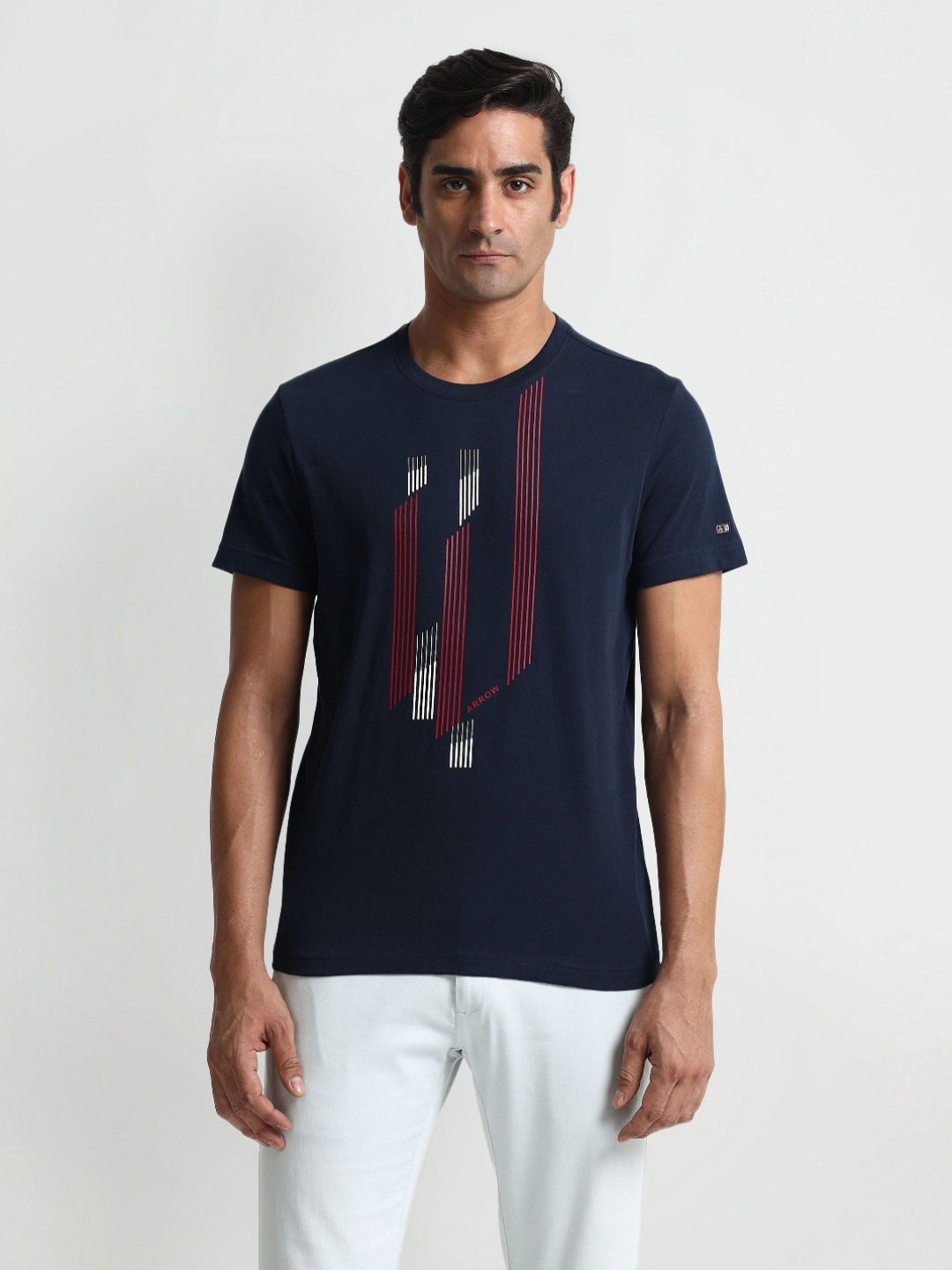 

Arrow Sport Men Abstract Printed Round Neck Cotton T-Shirt, Blue