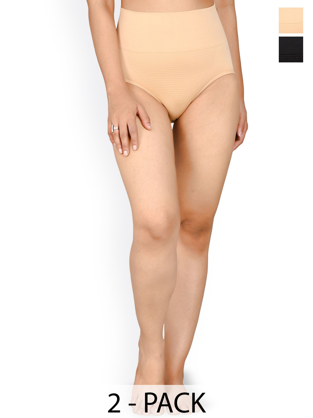 

SELETA Women Pack Of 2 Assorted Tummy Tucker Mini Shaper Breifs, Cream