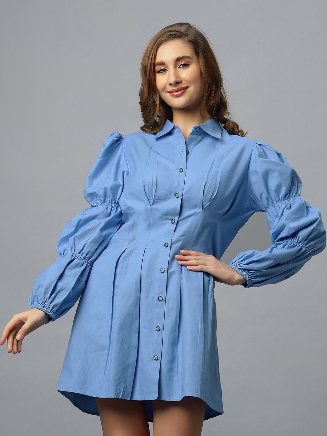 

PEACH & PANDA Above Knee Length Shirt Dress, Blue