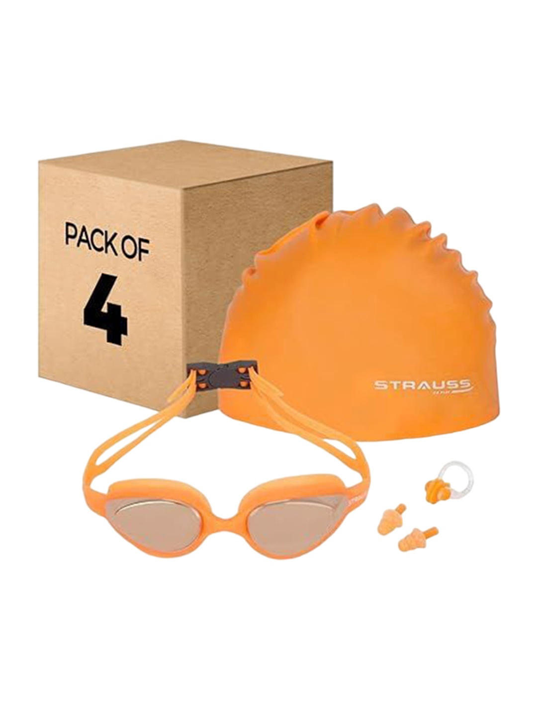 

STRAUSS Pack Of 4 Fully Adjustable Swimming kit, Orange