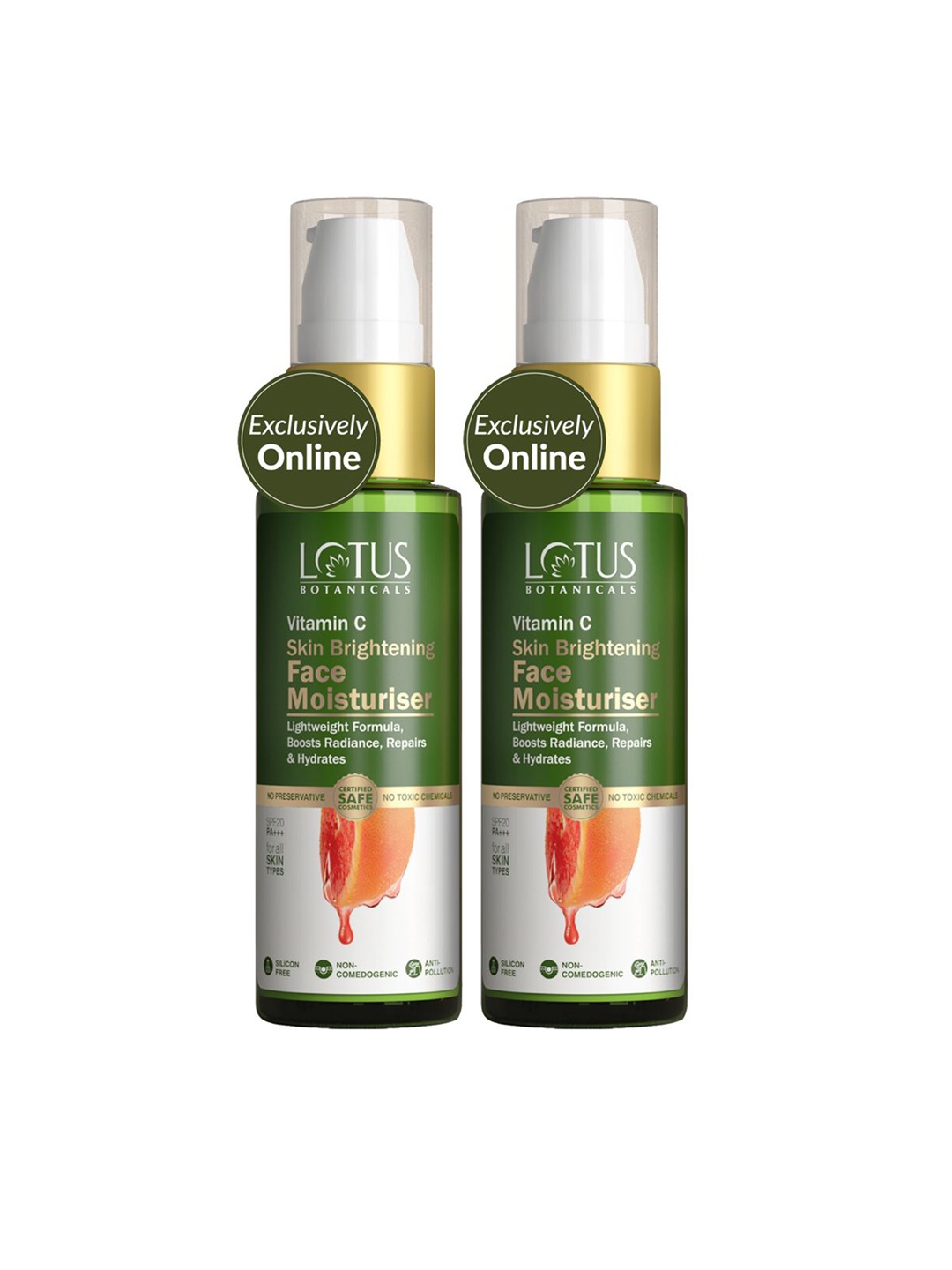 

Lotus Botanicals Set Of 2 Vitamin C Skin Brightening SPF20 Face Moisturizer- 45g Each, Green