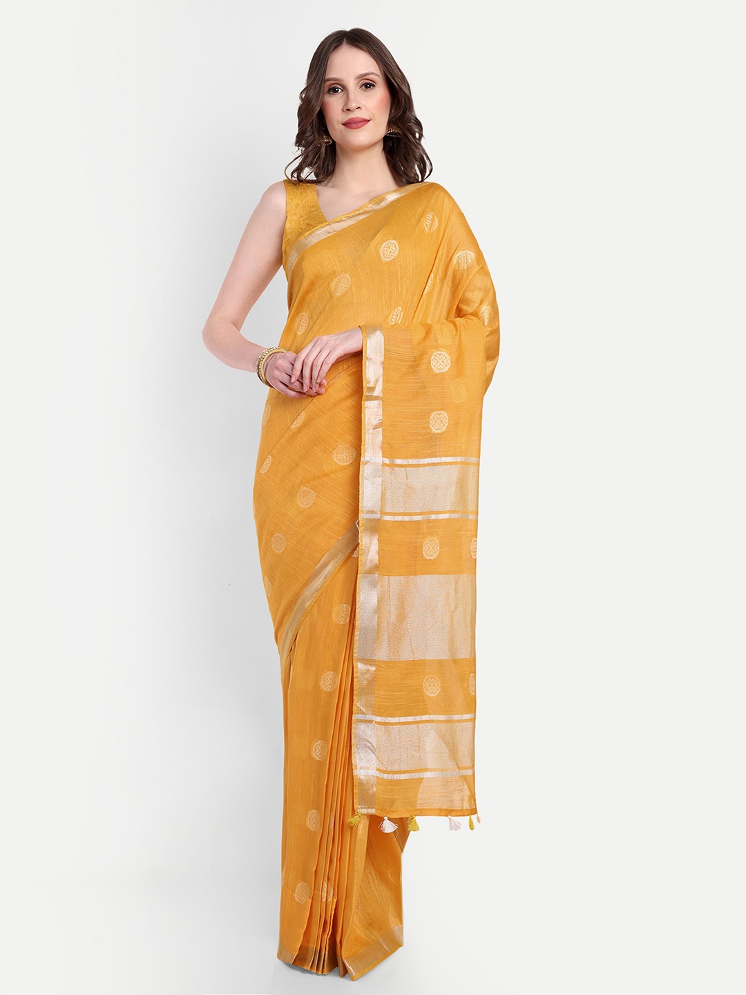 

Aseem by AseemShakti Woven Design Zari Silk Cotton Bhagalpuri Saree, Yellow