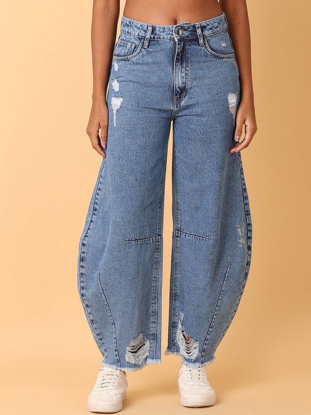 

UNLIMITED Women Highly Distressed Jeans, Blue