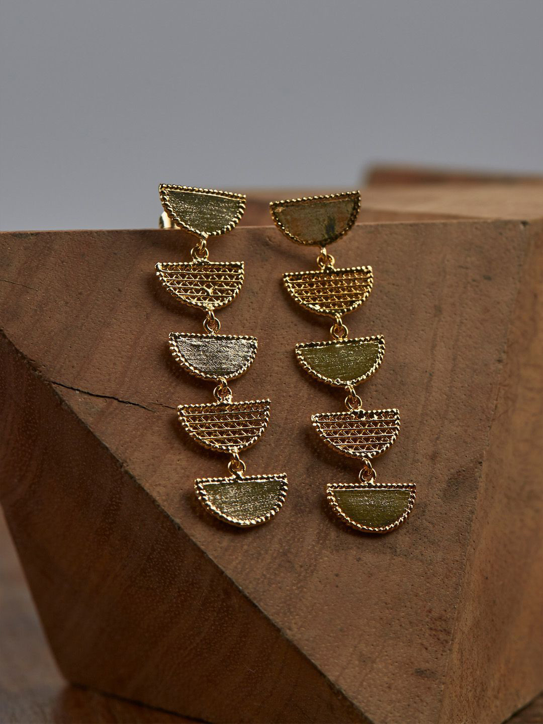 

The Slow Studio Gold-Plated Contemporary Long Drop Earrings