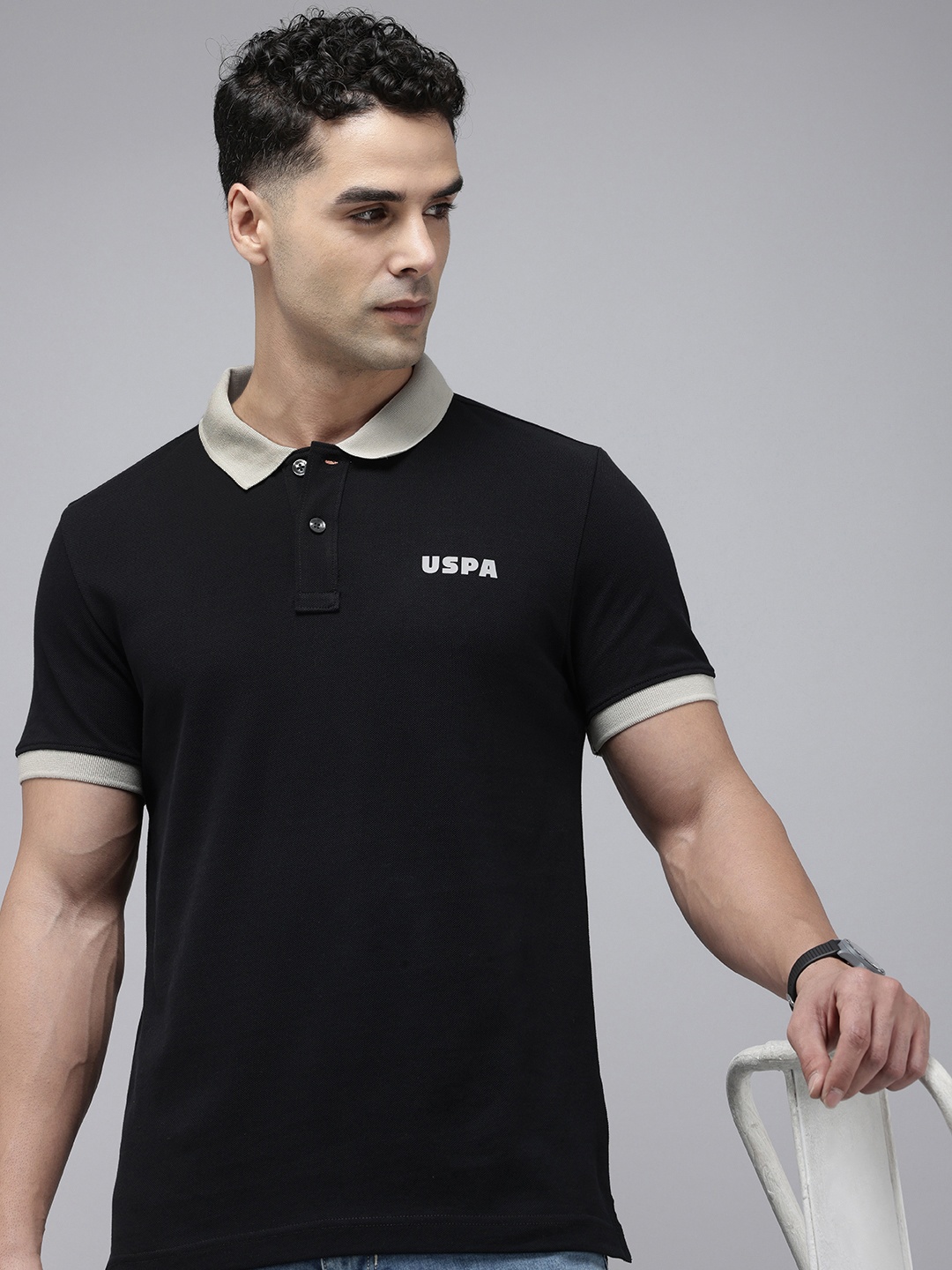 

U.S. Polo Assn. Denim Co. Slim Fit Pure Cotton Polo Collar T-shirt, Black