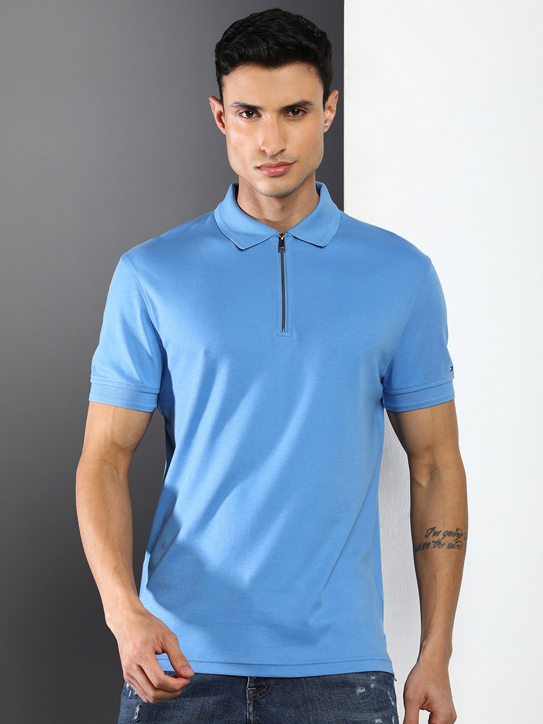 

Tommy Hilfiger Polo Collar Slim Fit Cotton T-shirt, Blue