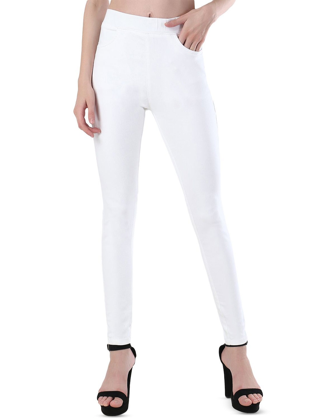 

3BUTTERFLIES Women Skinny Fit High-Rise Jeans, White