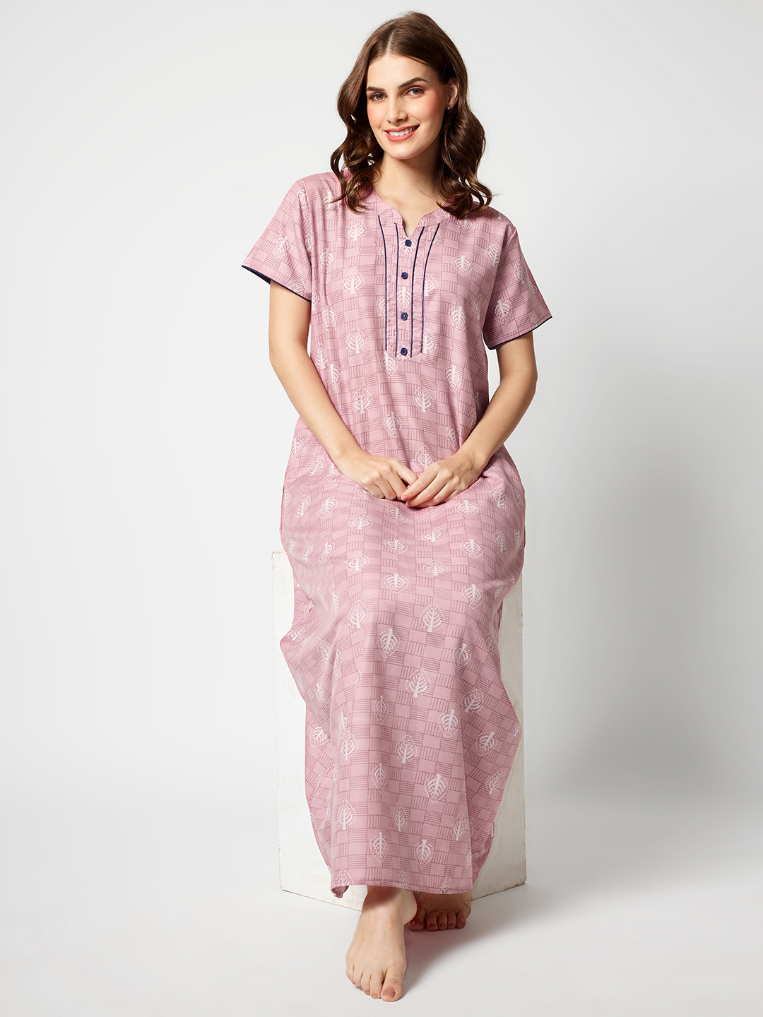 

Zeyo Floral Printed Maxi Nightdress, Pink